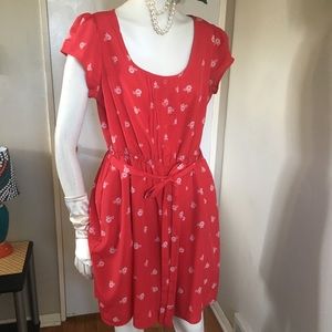 Red Penny Farthing Bike Dress with Pockets